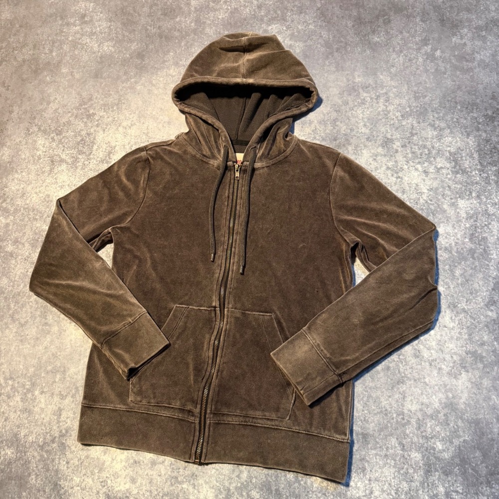 Y2K Mossimo Supply Co.‎ Women's Velour Zip Up Hoodie Charcoal Gray Size S
